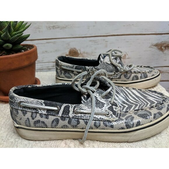 Sperry Women's Top Sider Boat Shoe Animal Print Sequins Loafers Size 6.5 M - Picture 6 of 11